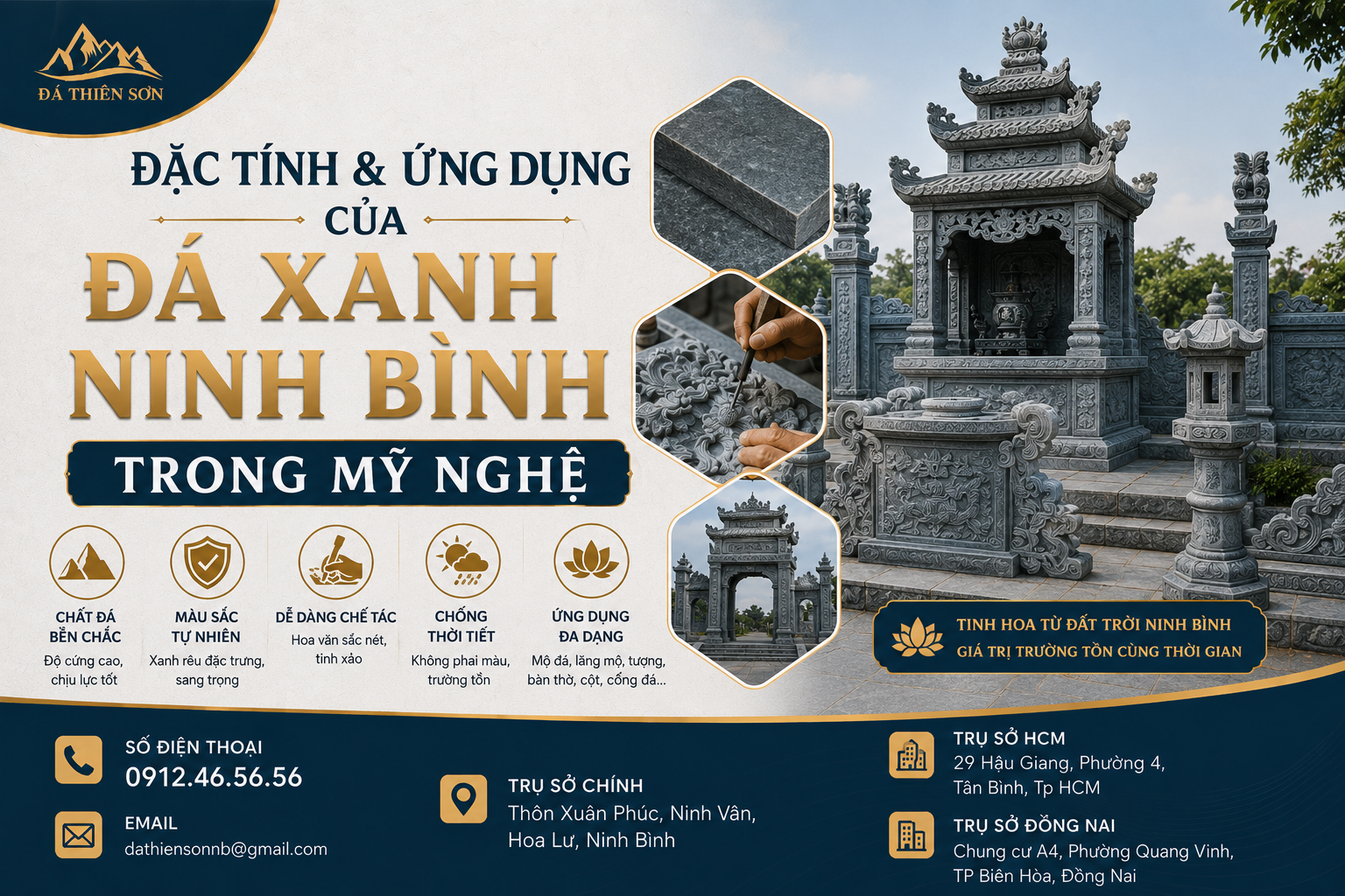 Đặc tính và ứng dụng của đá xanh Ninh Bình trong mỹ nghệ