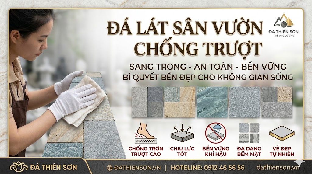 Đá Lát Sân Vườn Chống Trượt: Loại Nào & Bề Mặt Nào Tốt?