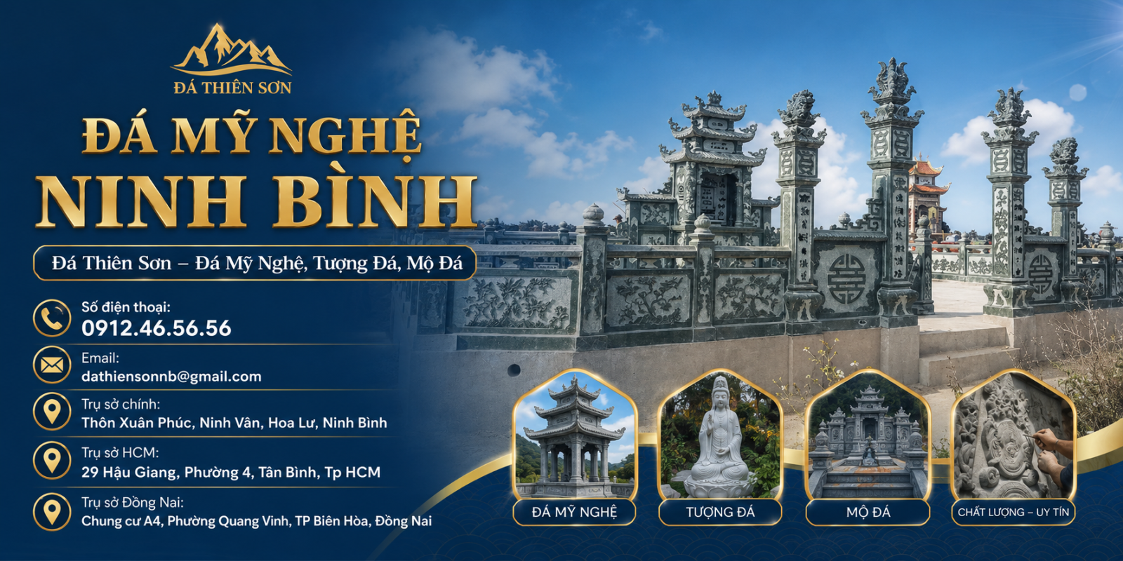 Đá Mỹ Nghệ Ninh Bình Đẹp 2026: Lăng Mộ, Tượng Đá, Kiến Trúc Đá Cao Cấp