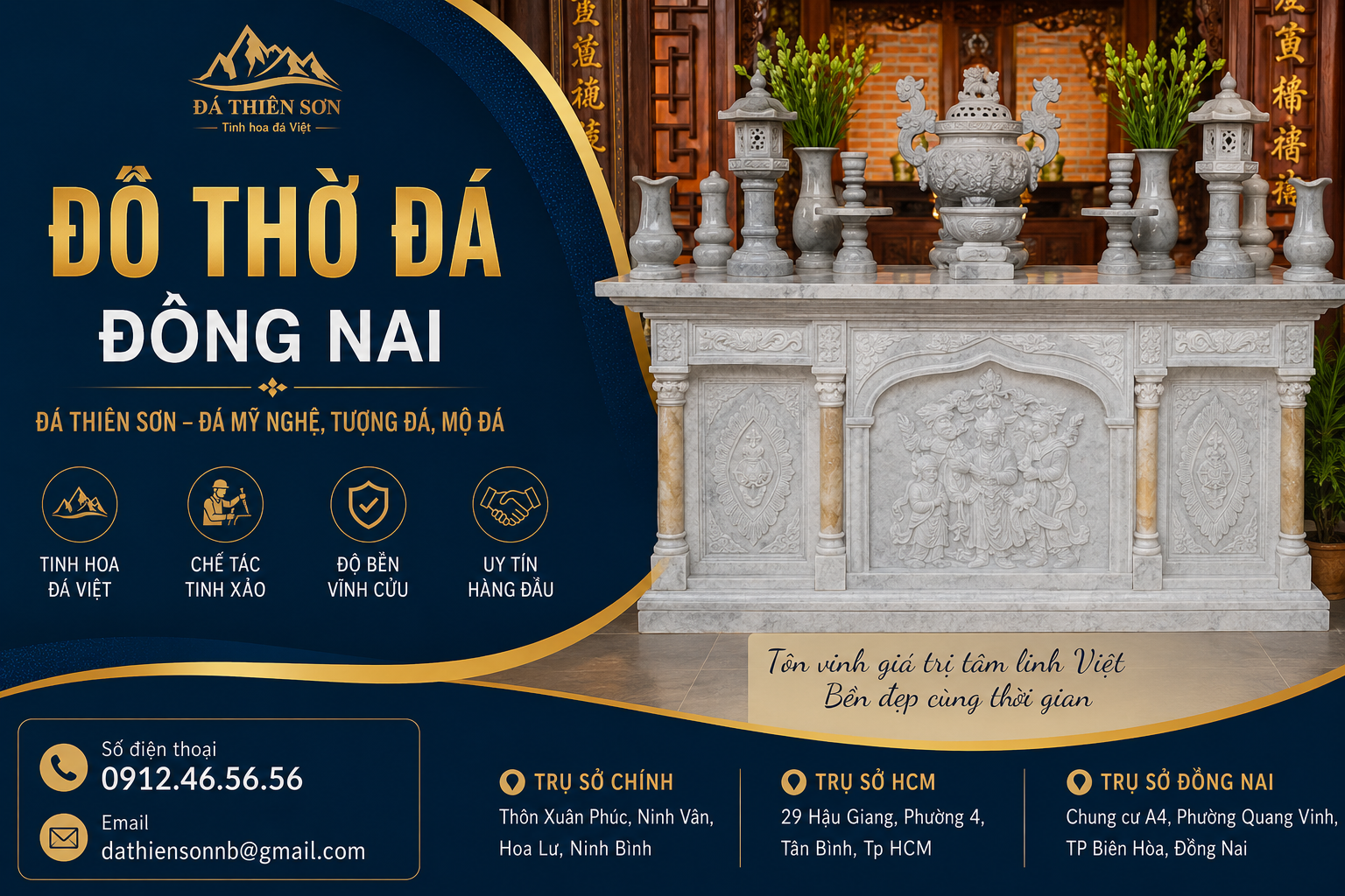 Đồ Thờ Đá Đồng Nai | Mẫu Đẹp, Báo Giá & Giao Lắp