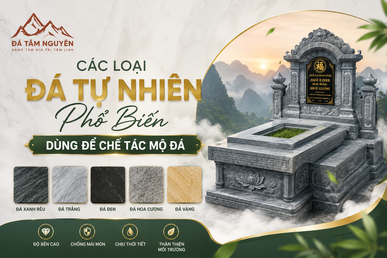 Các Loại Đá Tự Nhiên Phổ Biến Dùng Để Chế Tác Mộ Đá