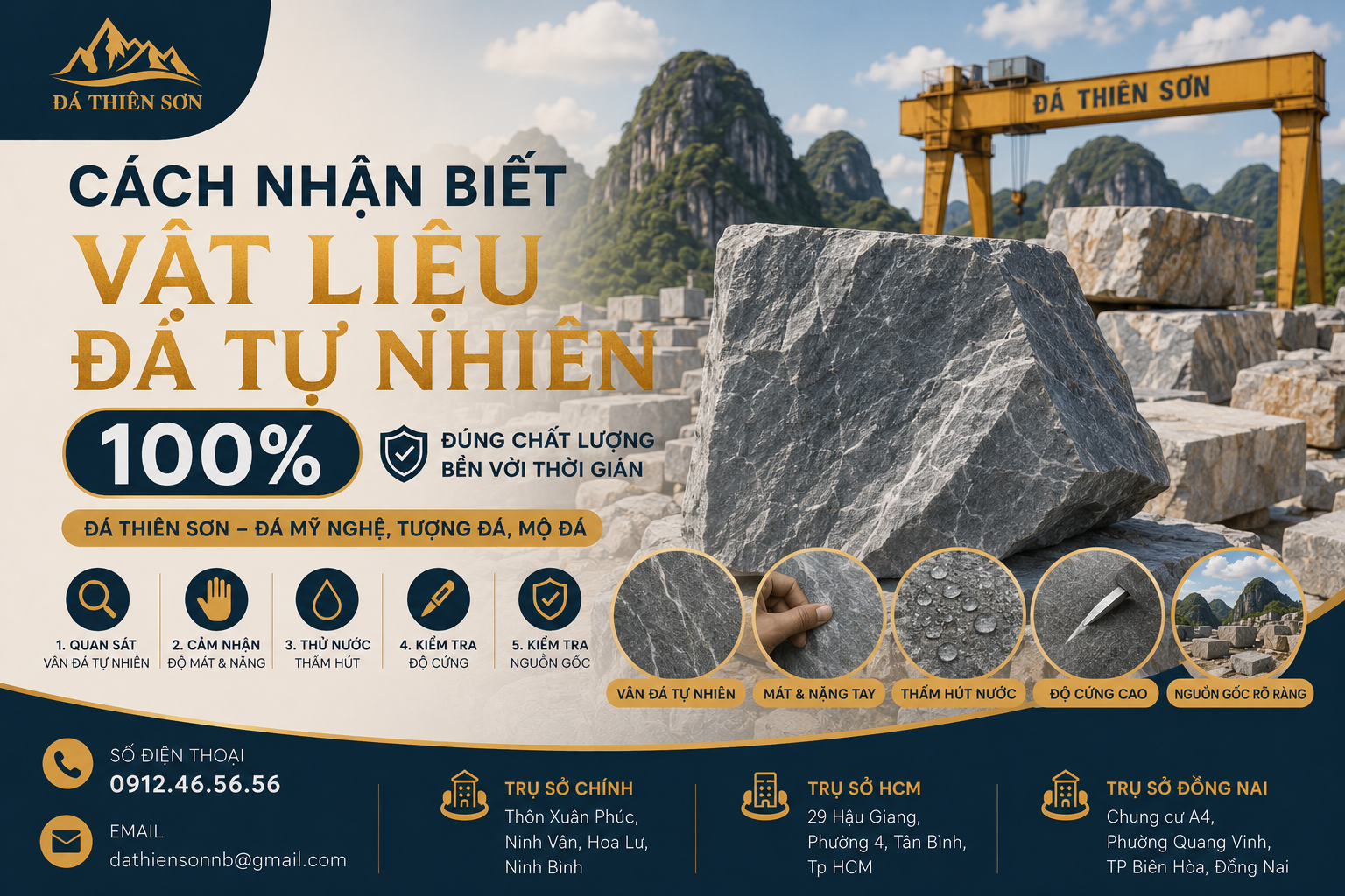 Cách nhận biết vật liệu đá tự nhiên 100%: 6 bí quyết xương máu