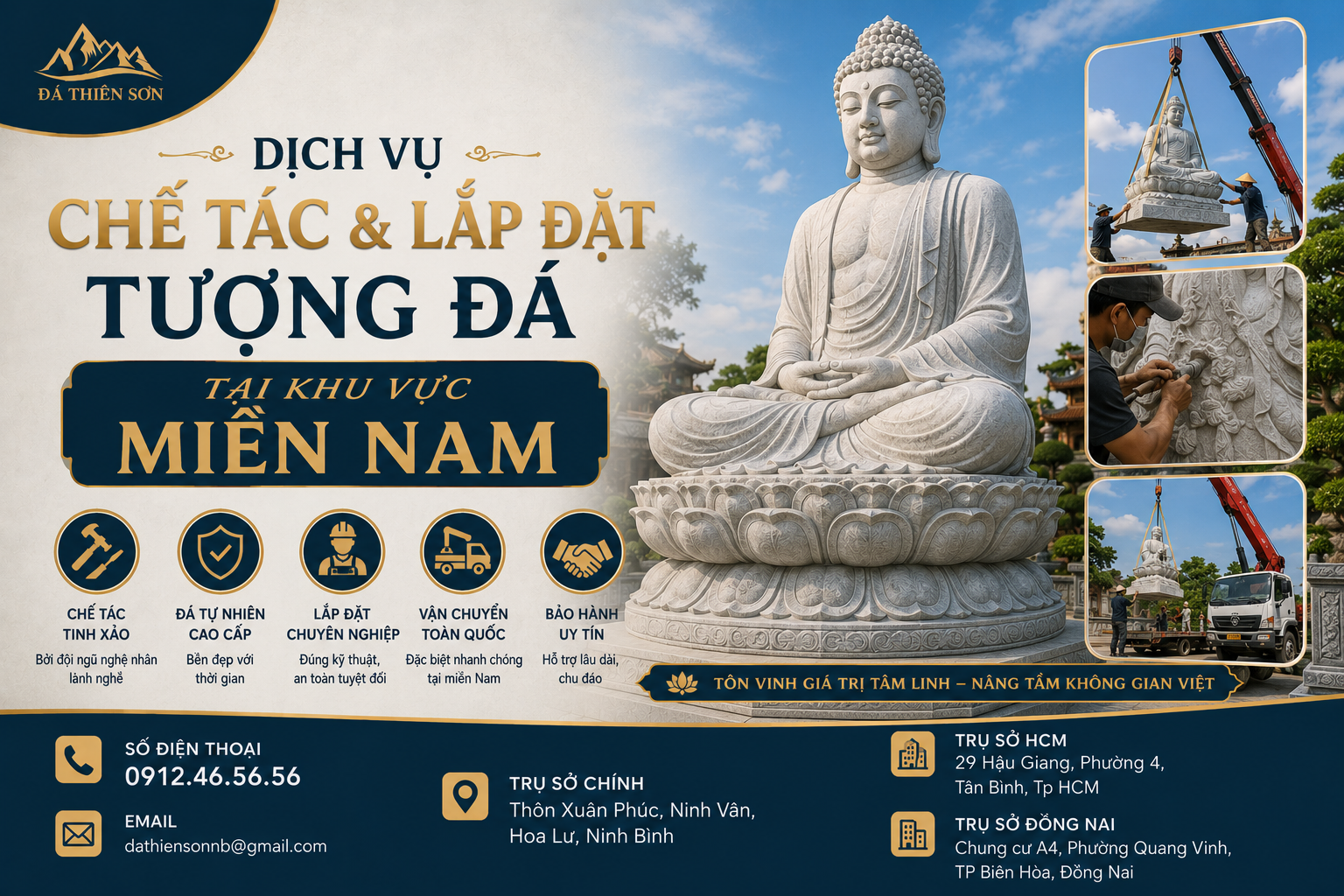 Dịch vụ chế tác và lắp đặt tượng đá tại khu vực miền Nam