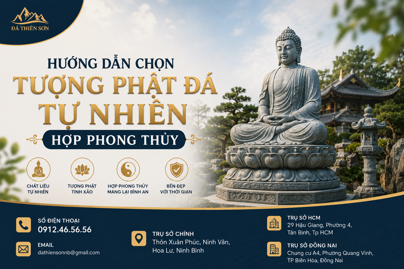 Hướng dẫn chọn tượng Phật đá tự nhiên hợp phong thủy