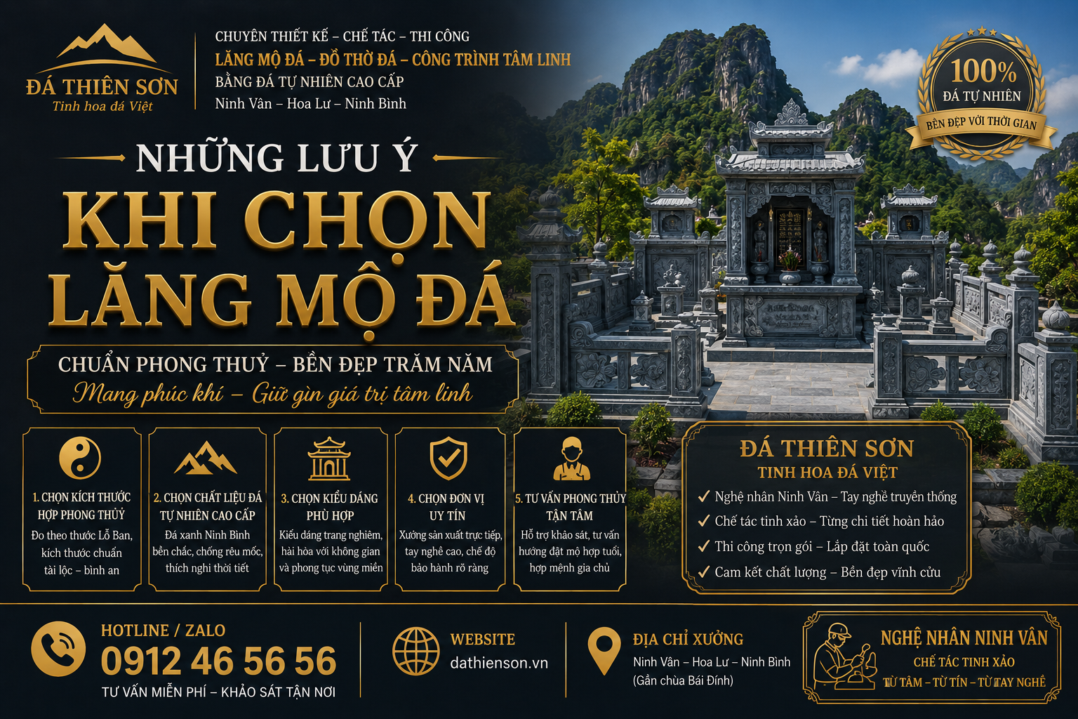 Lưu ý khi chọn lăng mộ đá: 9 Bí quyết hưng gia