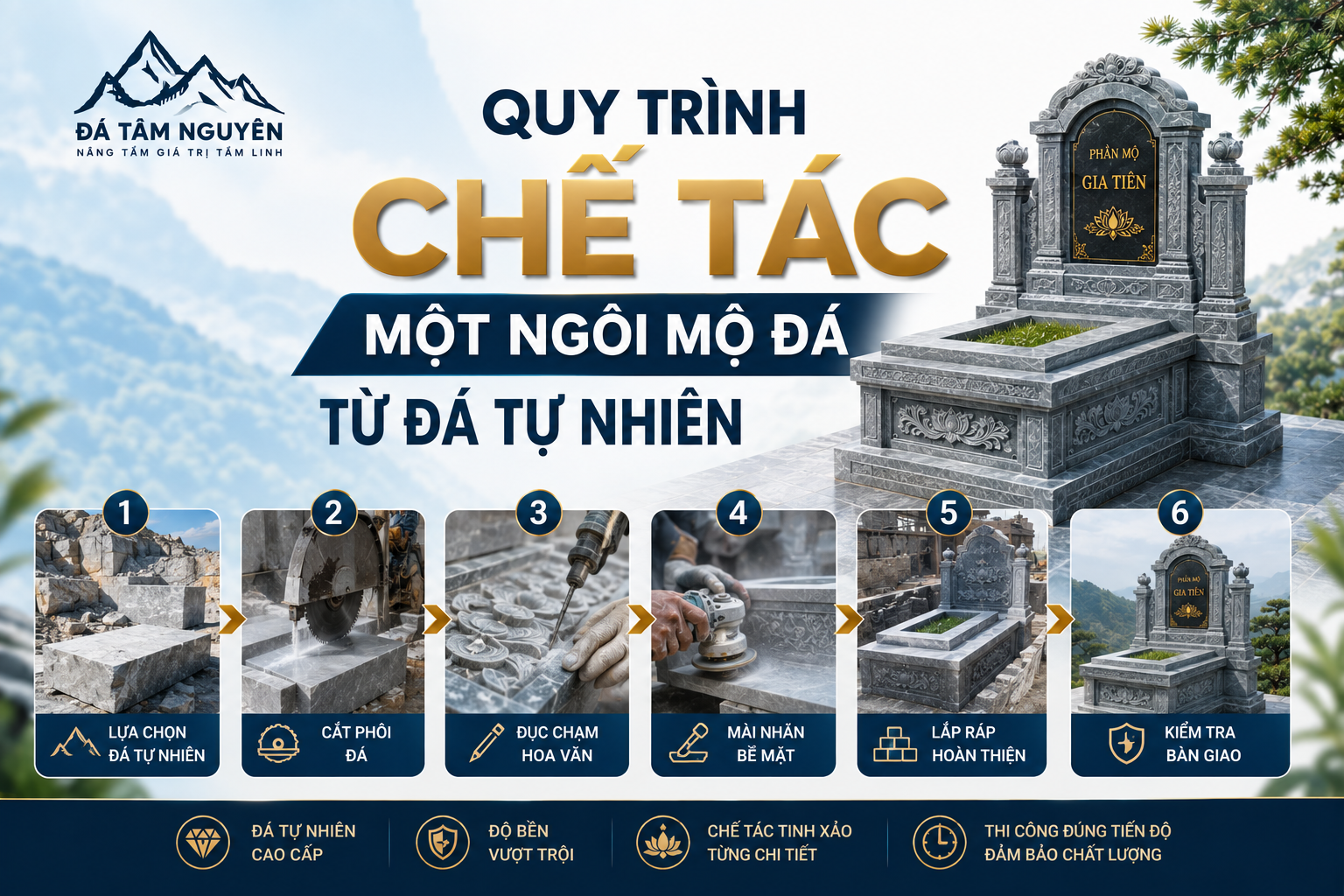 Quy Trình Chế Tác Một Ngôi Mộ Đá Từ Đá Tự Nhiên
