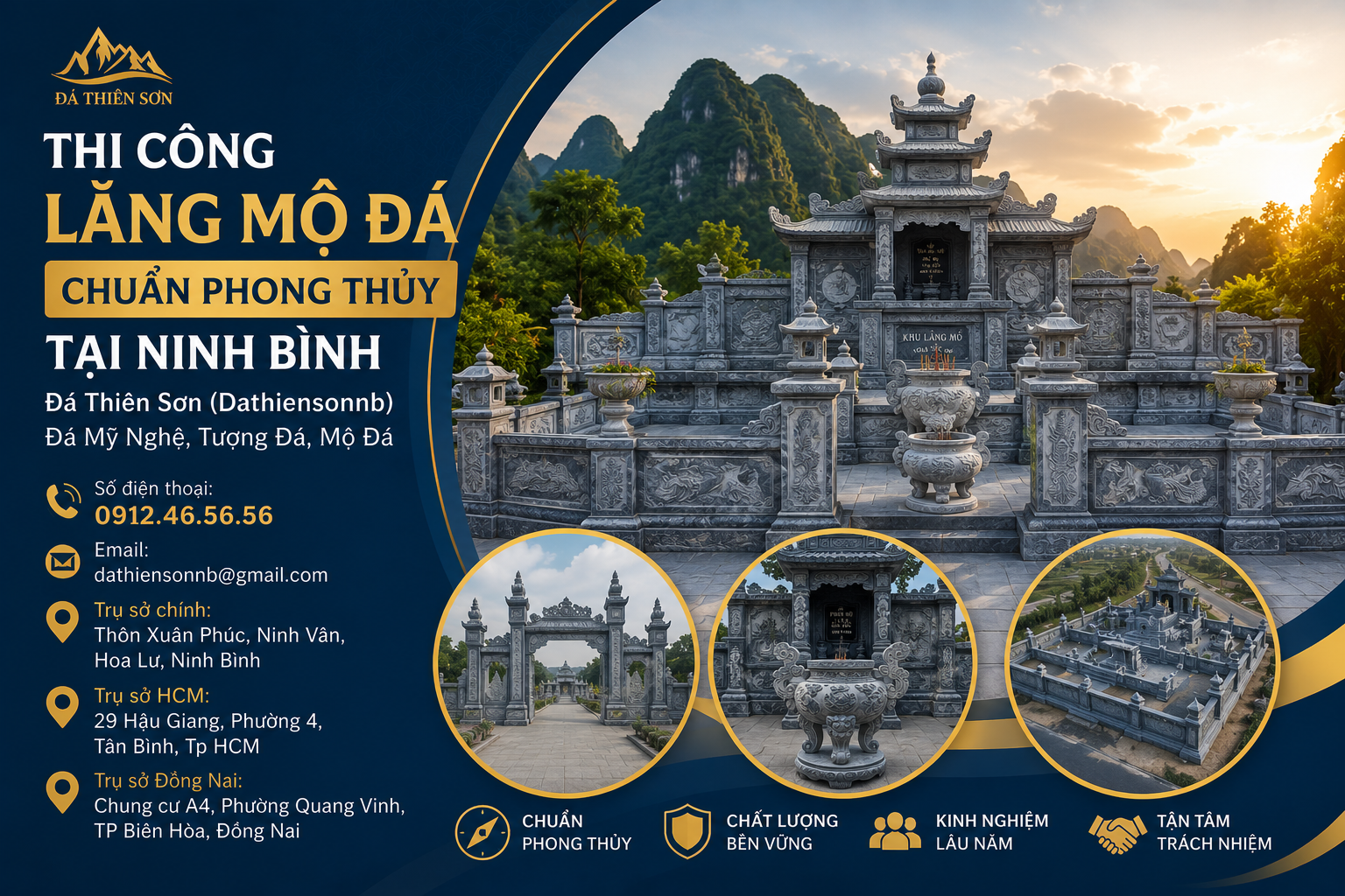 Thi công lăng mộ đá chuẩn phong thủy tại Ninh Bình: 5 Sai lầm Đáng Sợ