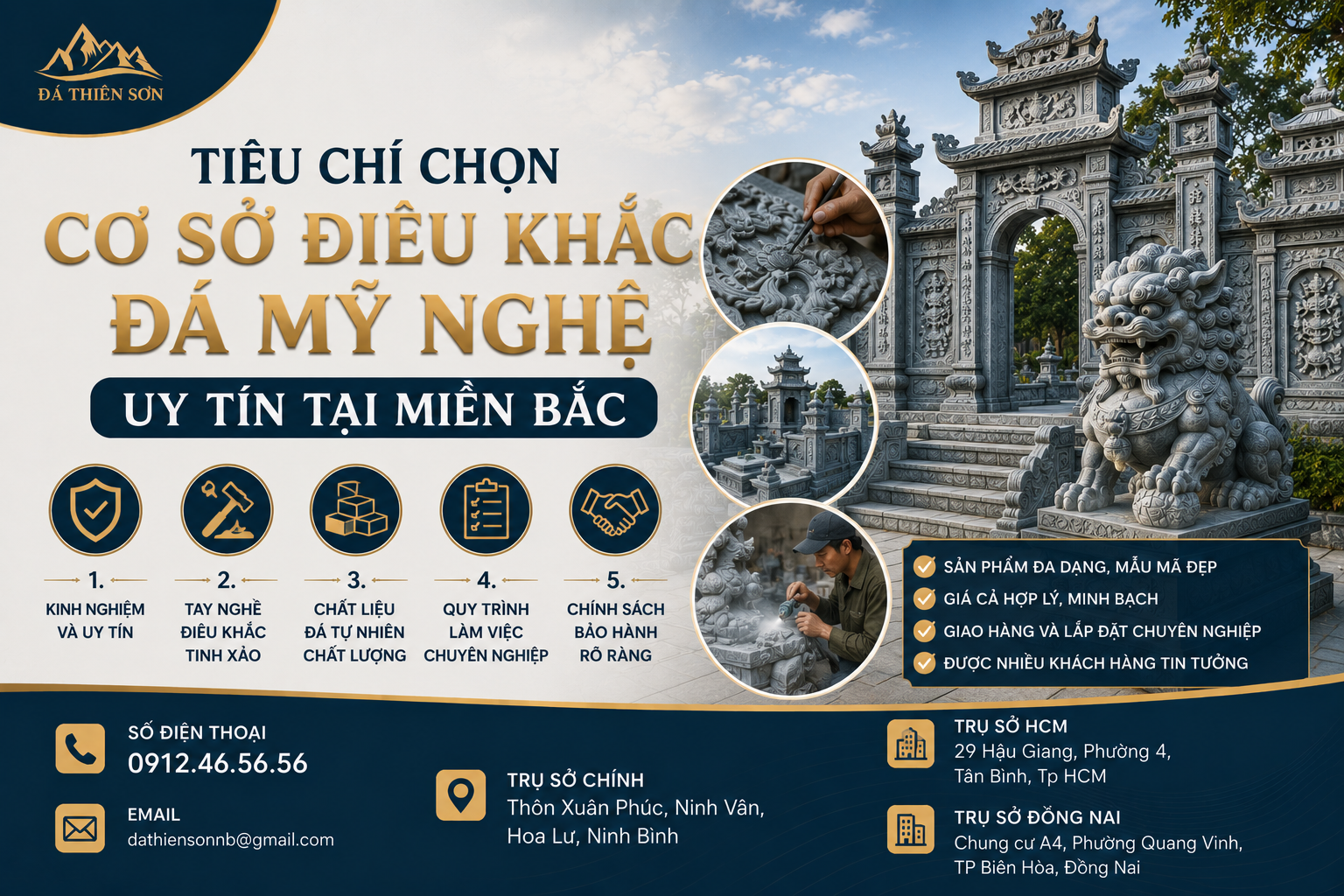 Tiêu chí chọn cơ sở điêu khắc đá mỹ nghệ uy tín tại miền Bắc