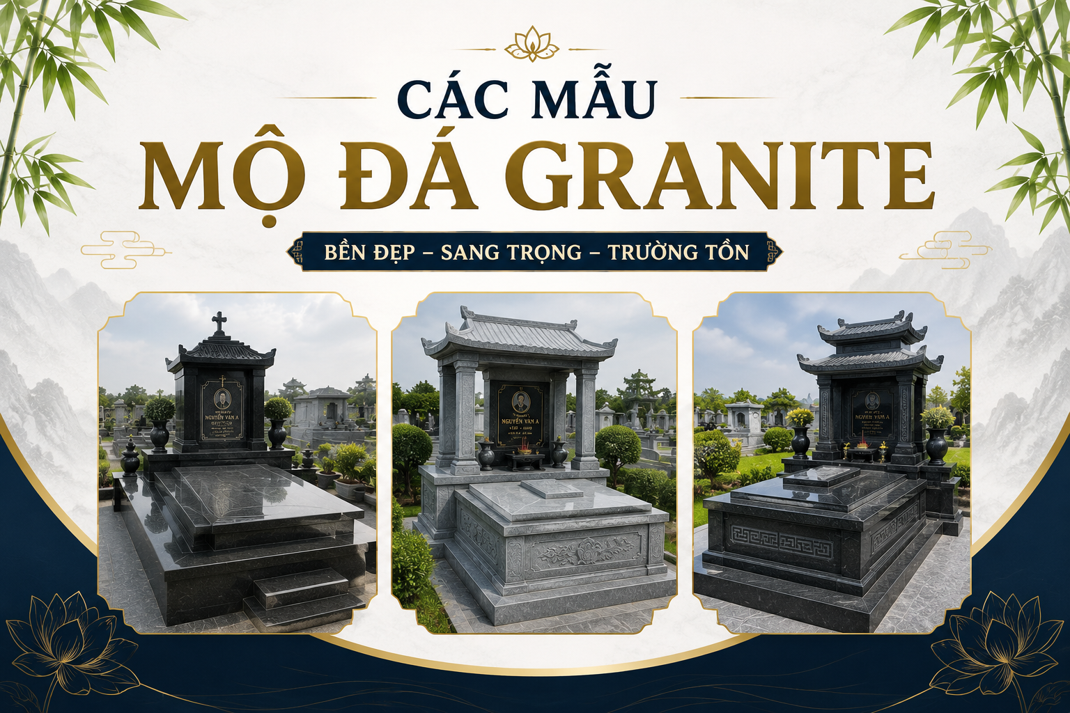 Các Mẫu Mộ Đá Granite Đẹp, Sang Trọng, Bền Bỉ