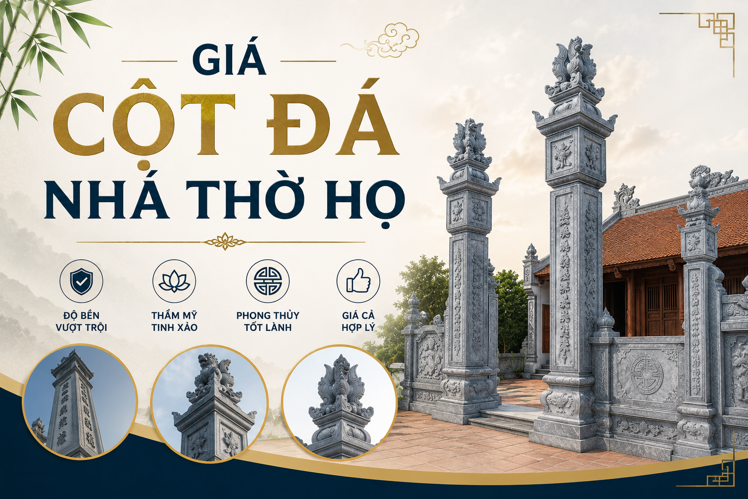Giá Cột Đá Nhà Thờ Họ 2026 | Mẫu Đẹp & Báo Giá
