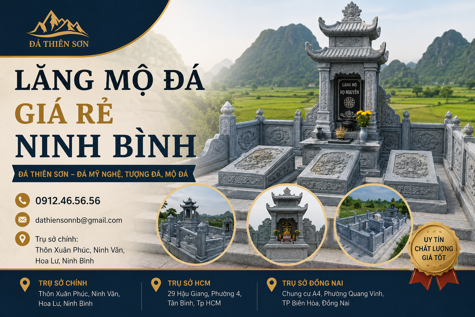 Lăng Mộ Đá Giá Rẻ Ninh Bình | Mẫu Đẹp & Báo Giá