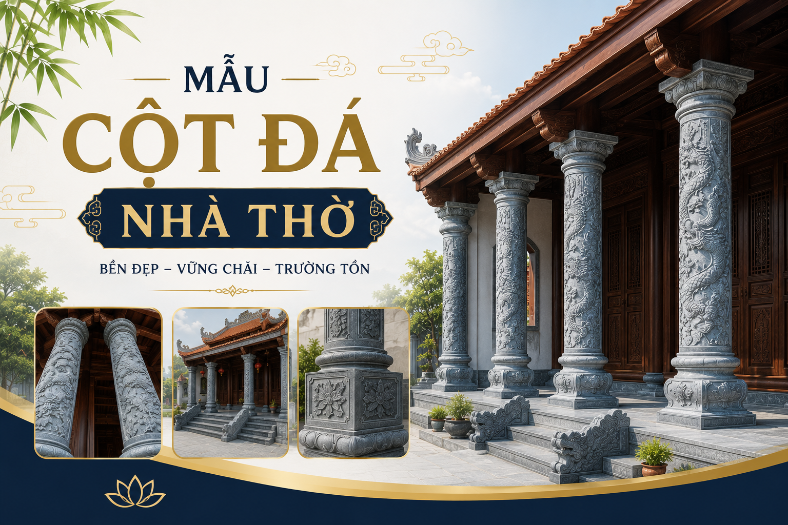 Mẫu Cột Đá Nhà Thờ Đẹp, Sang Trọng | Đá Thiên Sơn