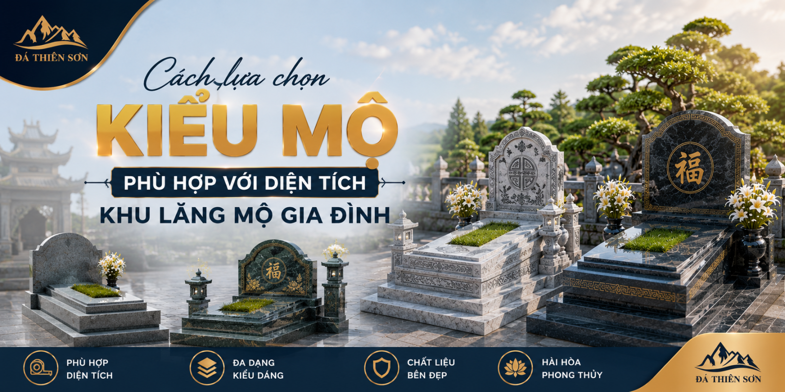 Cách lựa chọn kiểu mộ phù hợp với diện tích khu lăng mộ gia đình