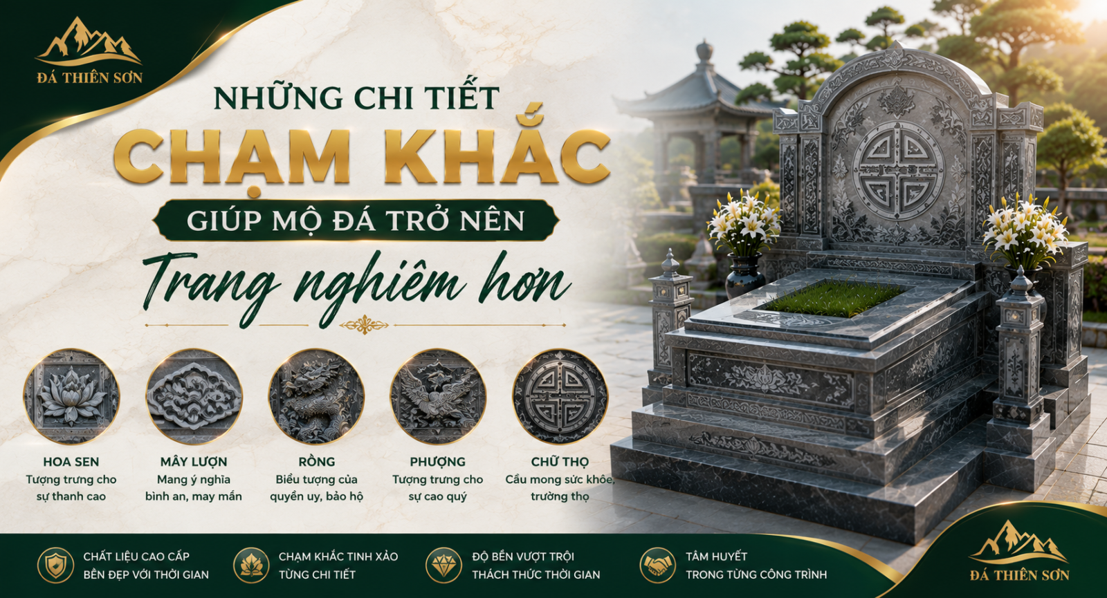 Những chi tiết chạm khắc giúp mộ đá trở nên trang nghiêm hơn