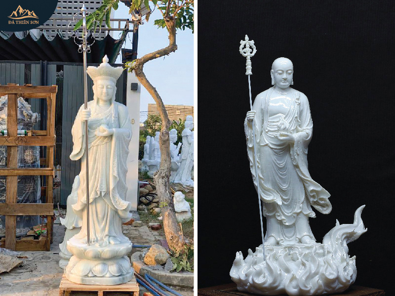 Hai mẫu tượng đứng điêu khắc hai hình thái khác nhau