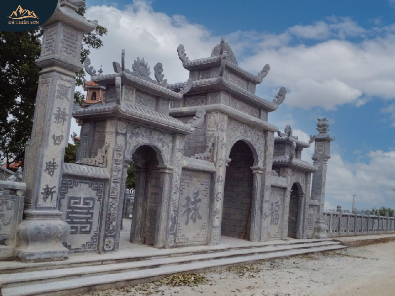 Trọn bộ cổng, cột cổng và vách đá cho kiến trúc đình chùa