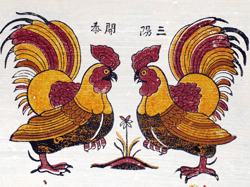Bức tranh gà trống Đông Hồ quen thuộc trong các gia đình Việt