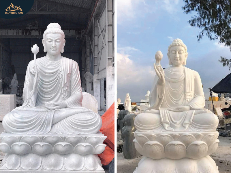 Hai mẫu tượng Phật Thích Ca cầm bông sen trắng