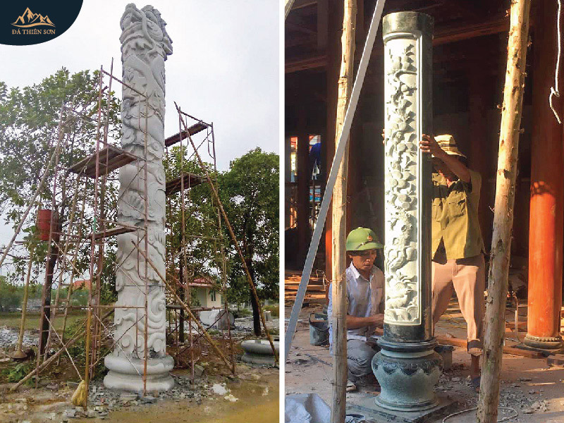 Thi công cột đá tròn giá rẻ tại Thiên Sơn
