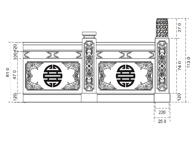 Kích thước tham khảo của hàng rào đá khu mộ