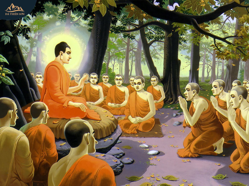 Hình ảnh Phật Thích Ca đang thuyết giảng, truyền bá Phật giáo