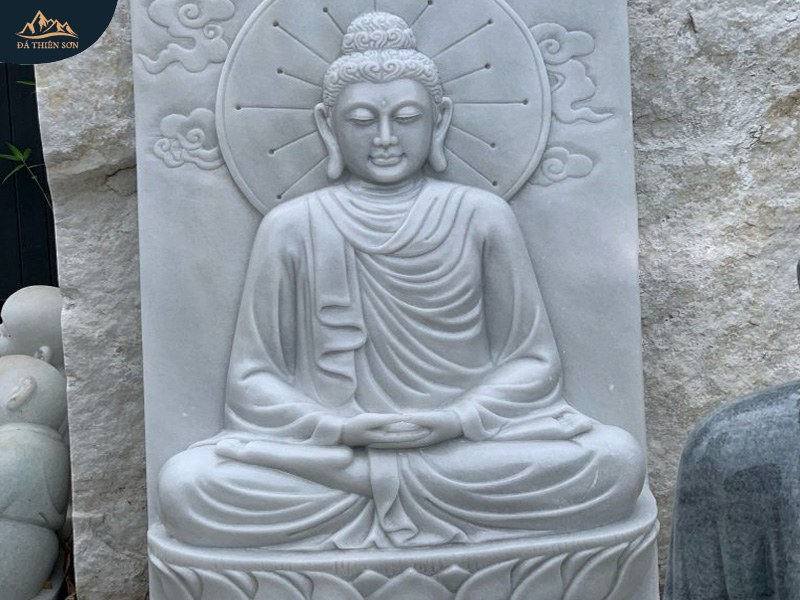 Phù điêu đá hình Phật Thích Ca Mâu Ni bằng đá trắng tự nhiên