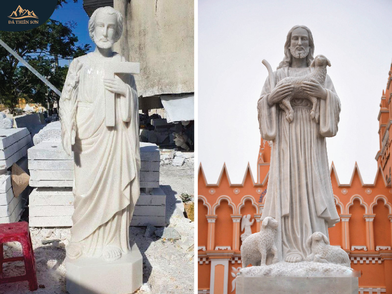 Tượng Thánh và tượng Chúa bằng đá trắng tự nhiên
