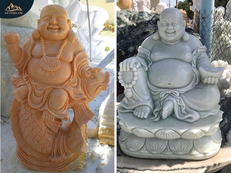 Hai mẫu tượng Phật đá tinh xảo, khắc hoa dáng vẻ Phật A Di Lặc