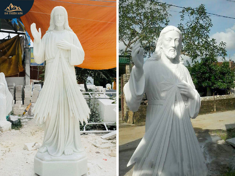 Tượng Chúa Thương Xót điêu khắc bằng đá trắng tại Ninh Bình