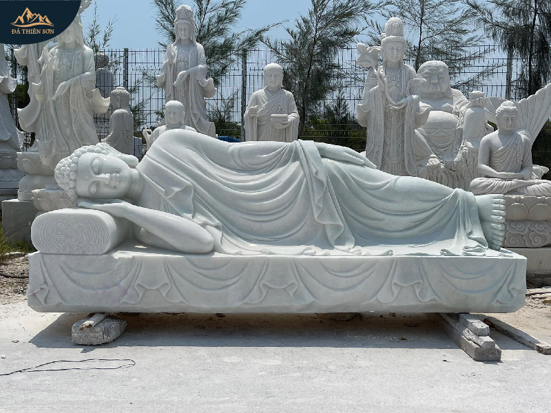 Tượng Phật niết bàn đẹp bằng đá trắng tự nhiên