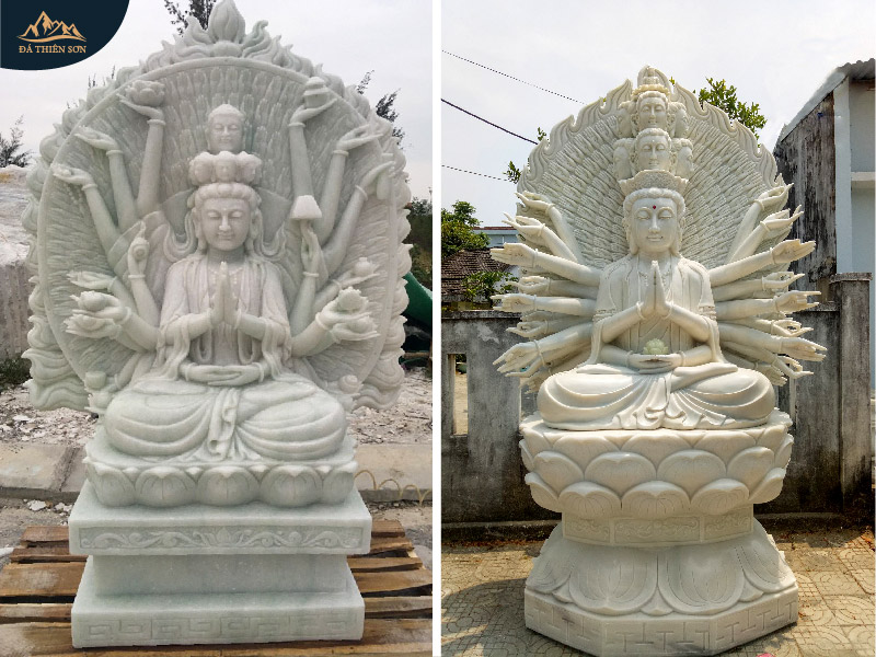 Hai mẫu tượng Thiên Thủ Thiên Nhãn bằng đá kích thước lớn