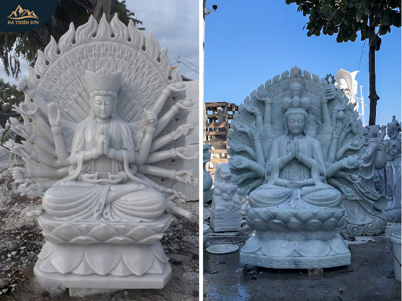 Hai mẫu tượng Phật nghìn mắt nghìn tay bằng đá đẹp
